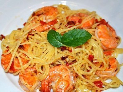 Spaghetti ai gamberi&nbsp;piccanti